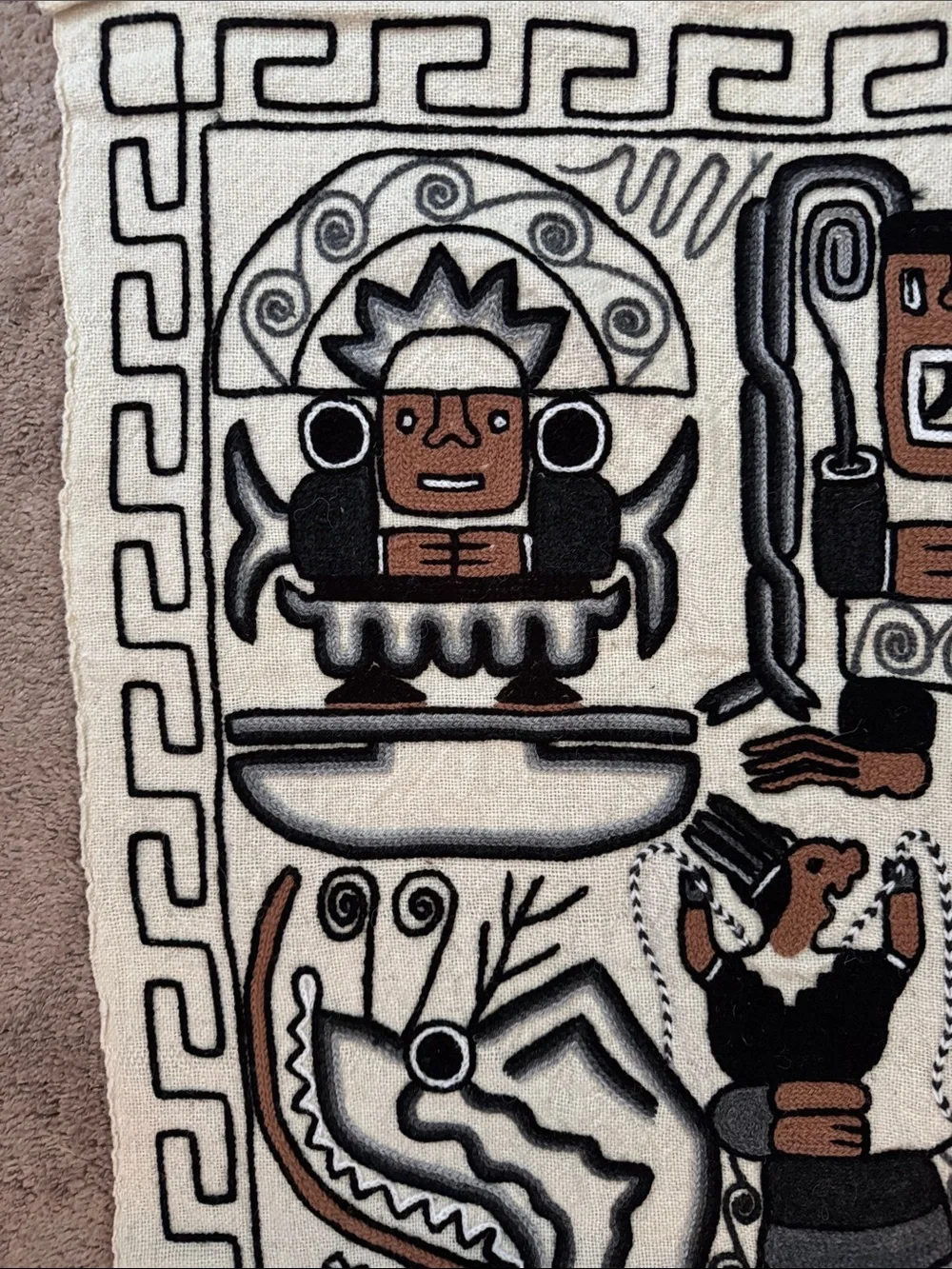 Embroidered Aztec Mayan Inca Hand Woven Tapestry